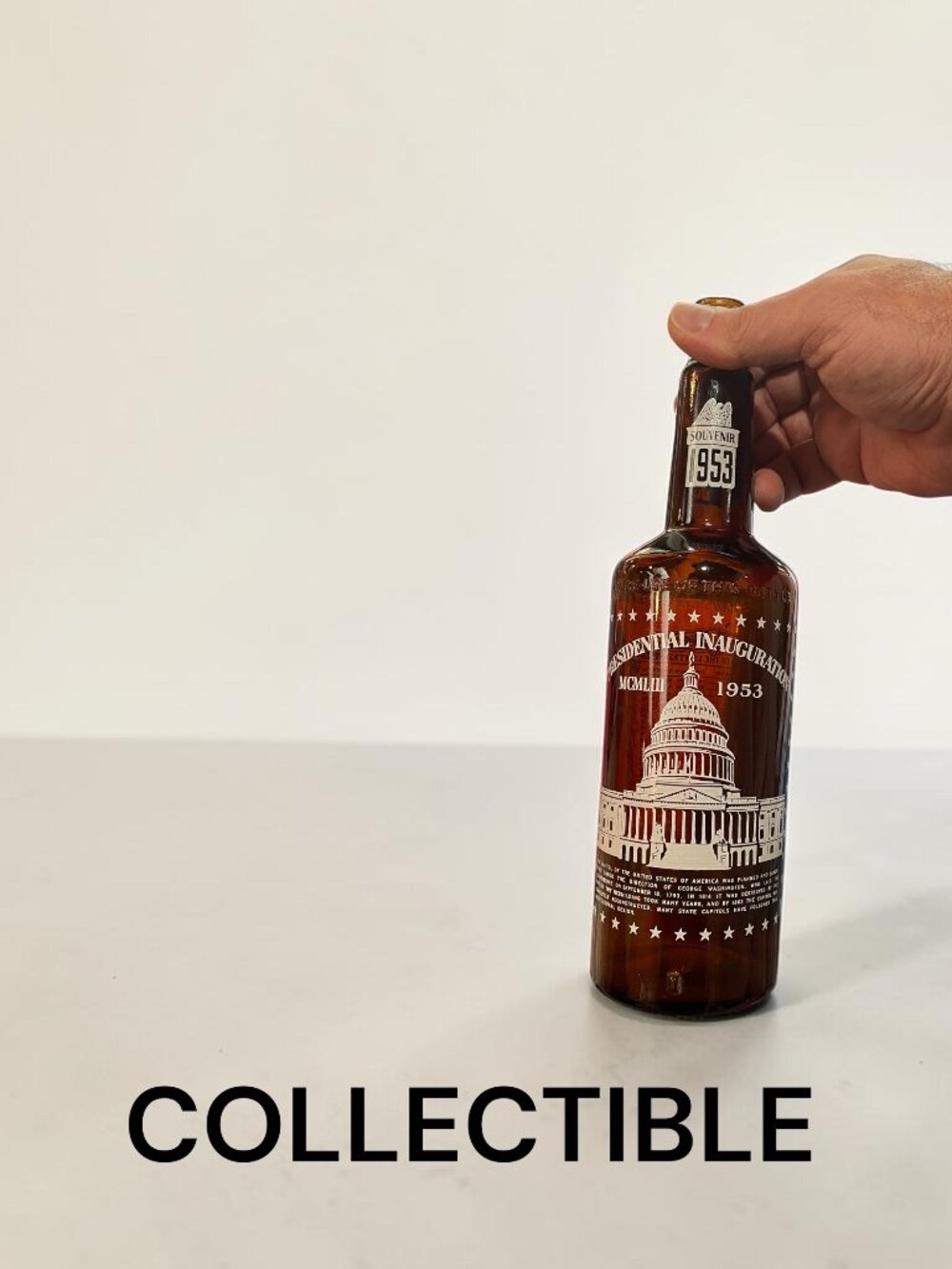 Old Mr. Boston Fine Liquors Souvenir Glass Presidential Bottle from 1953